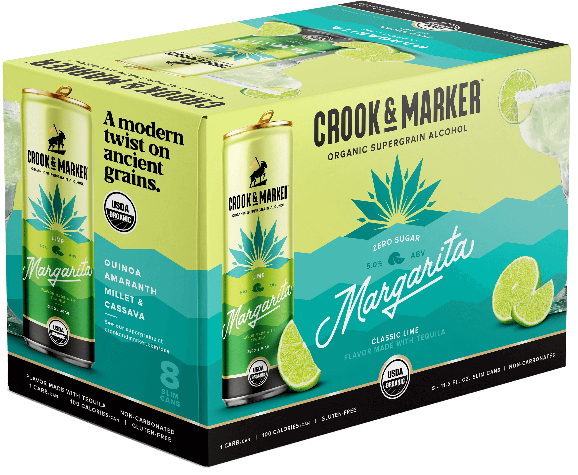 Crook Marker Classic Lime Margarita Zero Sugar Organic Alcohol