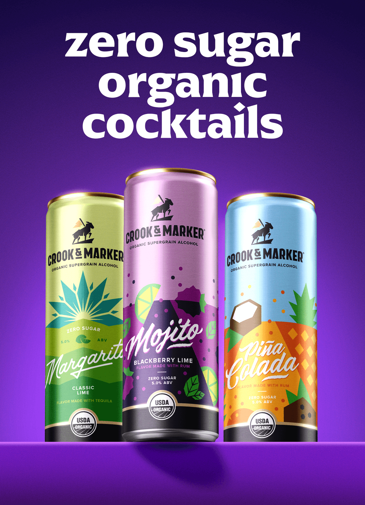 zero sugar organic cocktails from crook and marker