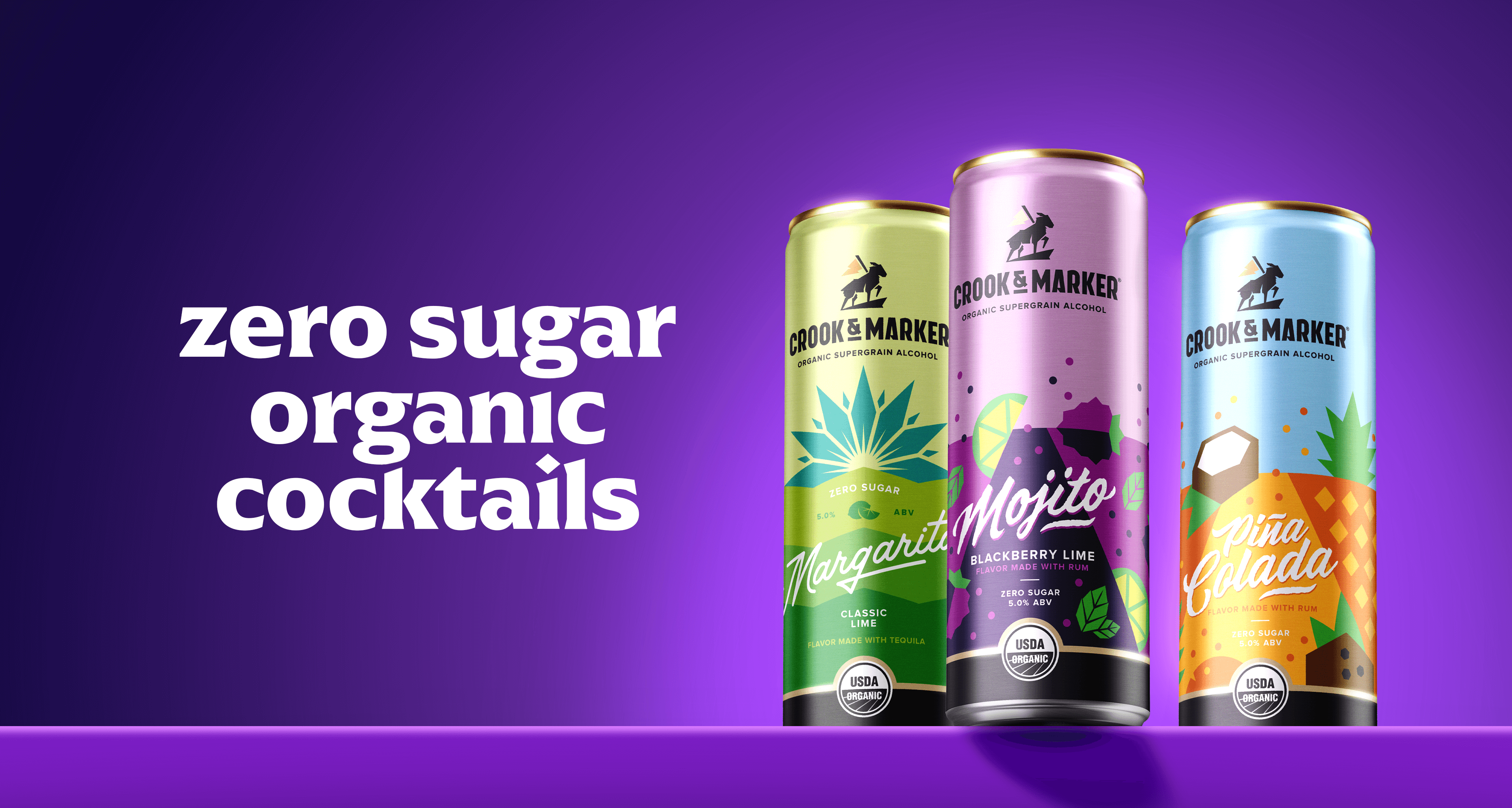 zero sugar organic cocktails from crook and marker